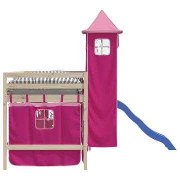 Curtains for Loft Bed with Tower - Pink Polyester | HipoMarket