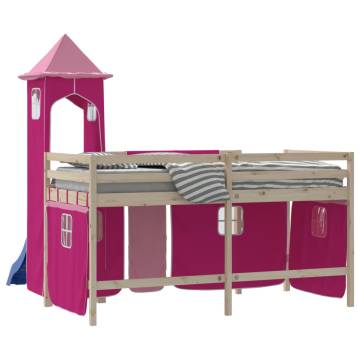 Curtains for Loft Bed with Tower - Pink Polyester | HipoMarket