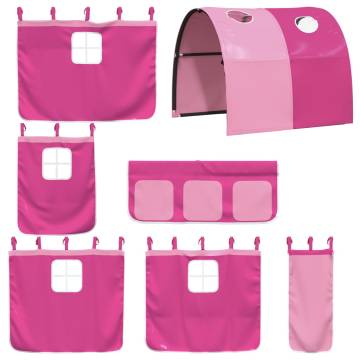 Curtains for Loft Bed with Tunnel - Pink Polyester | HipoMarket