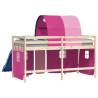 Curtains for Loft Bed with Tunnel - Pink Polyester | HipoMarket