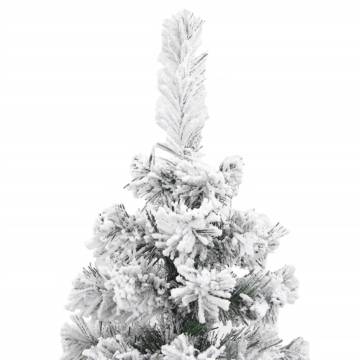 Slim Flocked Snow Christmas Tree - 210 cm Green PVC