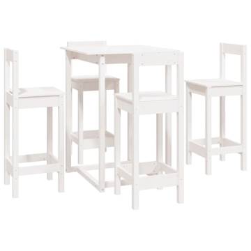 5 Piece White Solid Pine Bar Set - Stylish & Sturdy Furniture