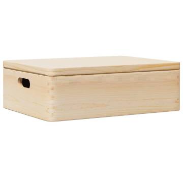 Wooden Box with Lid & Handles - Solid Pine 40x30x13 cm