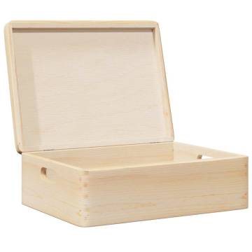 Wooden Box with Lid & Handles - Solid Pine 40x30x13 cm