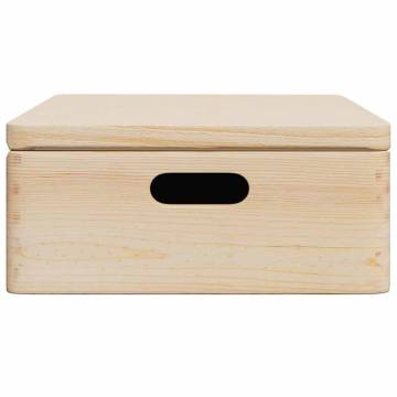 Wooden Box with Lid & Handles - Solid Pine 40x30x13 cm