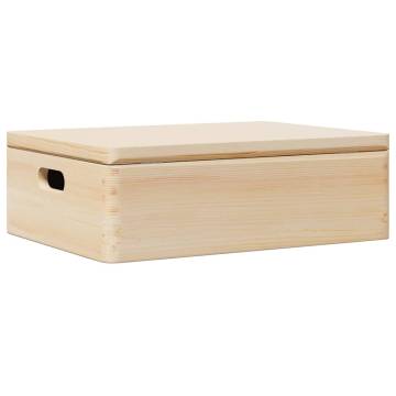 Wooden Box with Lid & Handles - Solid Pine 40x30x13 cm