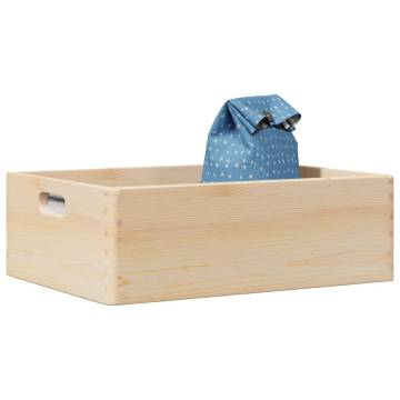 Wooden Box with Handles - Solid Pine Storage 40x30x13 cm