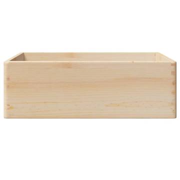 Wooden Box with Handles - Solid Pine Storage 40x30x13 cm