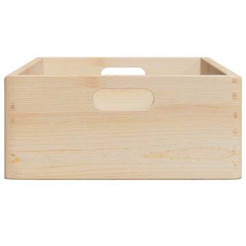 Wooden Box with Handles - Solid Pine Storage 40x30x13 cm