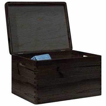 Wooden Box with Lid & Handles - Solid Pine Black 40x30x23cm