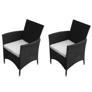 Garden Chairs 2 pcs Poly Rattan Black - Stylish & Durable