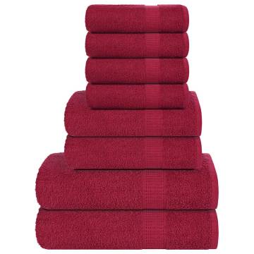 8 Piece Bordeaux Towel Set - 100% Cotton, 360 gsm