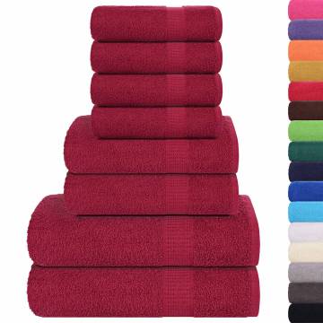 8 Piece Bordeaux Towel Set - 100% Cotton, 360 gsm