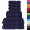 8 Piece Navy Blue Cotton Towel Set - Soft & Absorbent