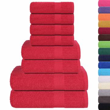 8 Piece Red Towel Set | 100% Cotton & Soft | HipoMarket