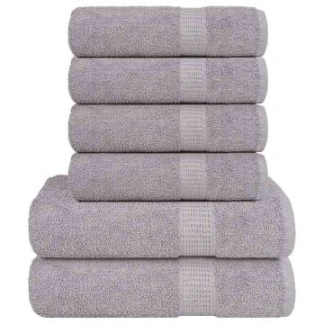 6 Piece Grey Cotton Towel Set | 100% Soft & Absorbent