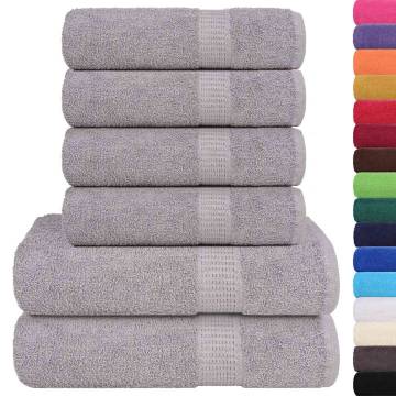 6 Piece Grey Cotton Towel Set | 100% Soft & Absorbent