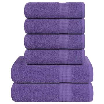 6 Piece Purple Towel Set - 100% Cotton, 360 GSM | Hipomarket