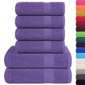 6 Piece Purple Towel Set - 100% Cotton, 360 GSM | Hipomarket