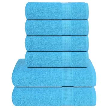 6 Piece Turquoise Towel Set - 100% Cotton, 360 GSM