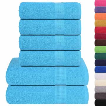 6 Piece Turquoise Towel Set - 100% Cotton, 360 GSM