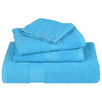 6 Piece Turquoise Towel Set - 100% Cotton, 360 GSM