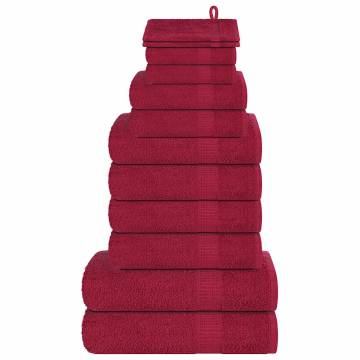 12 Piece Towel Set Bordeaux - 100% Cotton, 360 gsm