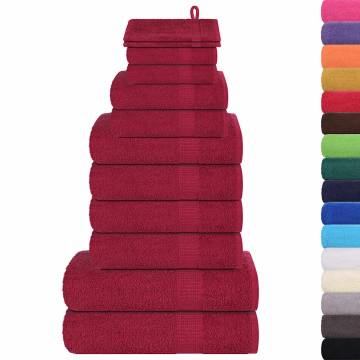 12 Piece Towel Set Bordeaux - 100% Cotton, 360 gsm