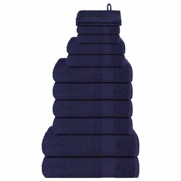 12 Piece Navy Blue Towel Set - 100% Cotton, 360 gsm