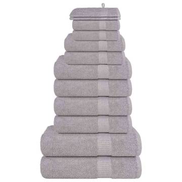 12 Piece Grey Cotton Towel Set - Soft & Absorbent