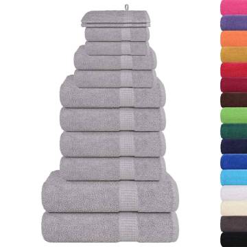 12 Piece Grey Cotton Towel Set - Soft & Absorbent