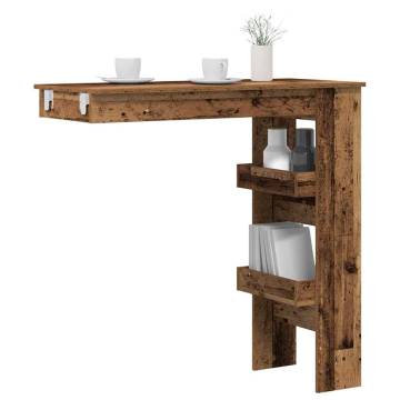 Stylish Wall Bar Table - Old Wood Finish | Hipomarket UK