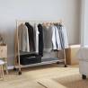 Bamboo Clothes Rack with Shelves & Wheels - 106x34x106.5 cm