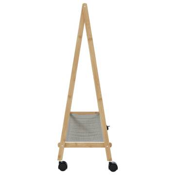 Bamboo Clothes Rack with Shelves & Wheels - 106x34x106.5 cm