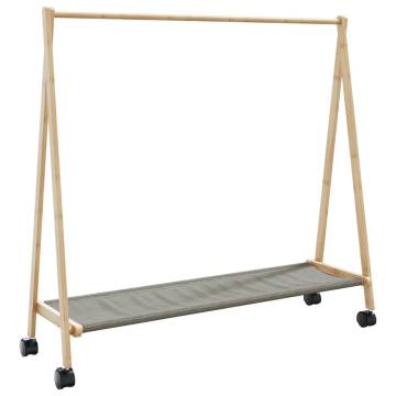 Bamboo Clothes Rack with Shelves & Wheels - 106x34x106.5 cm