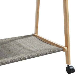 Bamboo Clothes Rack with Shelves & Wheels - 106x34x106.5 cm