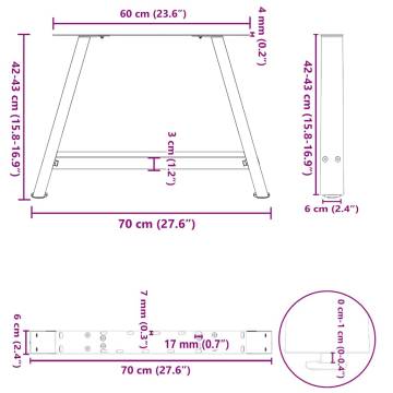 A-Shaped Coffee Table Legs - 2 pcs Black Steel | Hipomarket