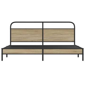 Metal Bed Frame Super King Smoked Oak 180x200 cm - Hipo Market