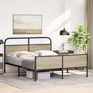 Metal Bed Frame without Mattress - Smoked Oak Super King 180x200