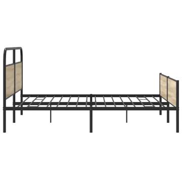 Elegant Metal Bed Frame in Smoked Oak - 193x203 cm