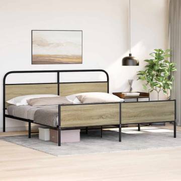 Sonoma Oak Metal Bed Frame 180x200 cm | Super King Size