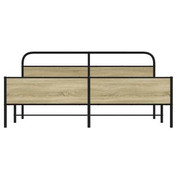 Sonoma Oak Metal Bed Frame 180x200 cm | Super King Size