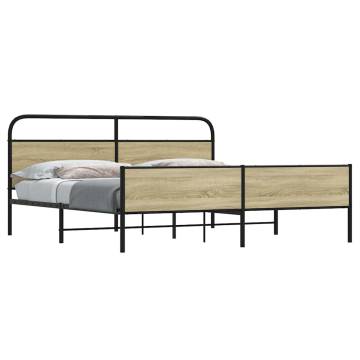 Metal Bed Frame without Mattress - Sonoma Oak 193x203 cm