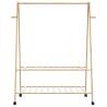 Bamboo Clothes Rack with Shelves & Wheels - 132x45.5x155.5 cm