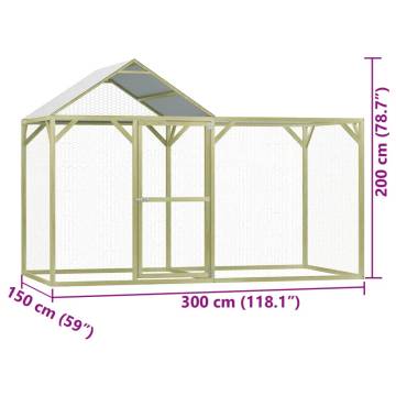 Durable Chicken Cage 3x1.5x2m - Impregnated Pine | HipoMarket