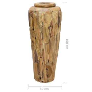 Rustic Solid Teak Wood Decoration Vase - 40x100 cm | HipoMarket