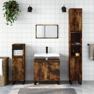 3 Piece Bathroom Furniture Set - Smoked Oak Engineered Wood