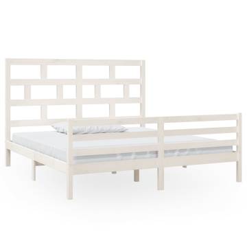 White Solid Wood Bed Frame 180x200 cm Super King Size