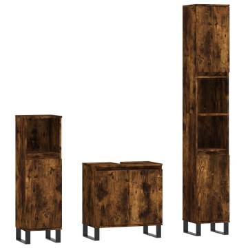 3 Piece Smoked Oak Bathroom Furniture Set - Stylish & Durable