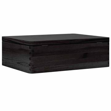 Wooden Box with Lid - Black Solid Pine 40x30x13 cm | HipoMarket